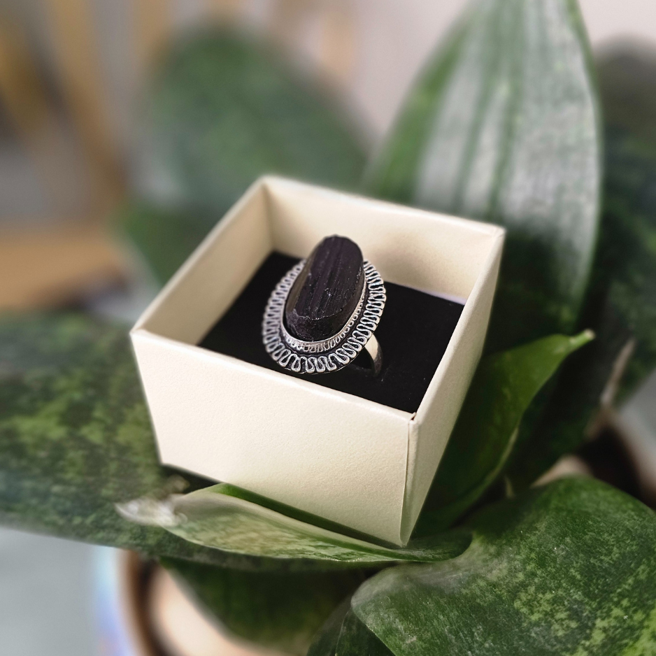 SALE Black tourmaline ring | Black tourmaline ring